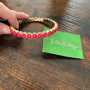 Lilly Pulitzer Gold Bangle Bracelet with Pink Accent Stones